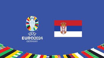 euro 2024 serbia bandera emblema equipos diseño con oficial símbolo logo resumen países europeo fútbol americano ilustración vector