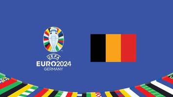 euro 2024 Bélgica bandera emblema equipos diseño con oficial símbolo logo resumen países europeo fútbol americano ilustración vector