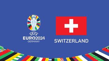 euro 2024 Suiza emblema bandera equipos diseño con oficial símbolo logo resumen países europeo fútbol americano ilustración vector