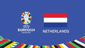 euro 2024 Países Bajos emblema bandera equipos diseño con oficial símbolo logo resumen países europeo fútbol americano ilustración vector