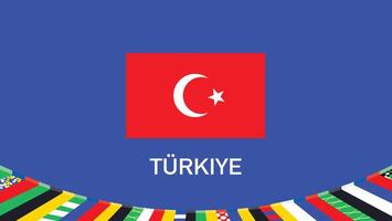 Turkiye Flag Teams European Nations 2024 Symbol Abstract Countries European Germany Football Logo Design Illustration vector