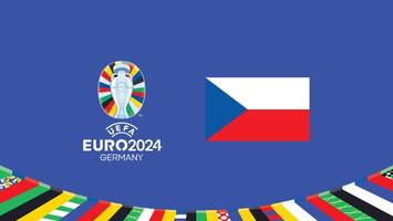 euro 2024 Chequia emblema bandera equipos diseño con oficial símbolo logo resumen países europeo fútbol americano ilustración vector