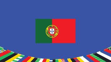 Portugal Flag Symbol European Nations 2024 Teams Countries European Germany Football Logo Design Illustration vector