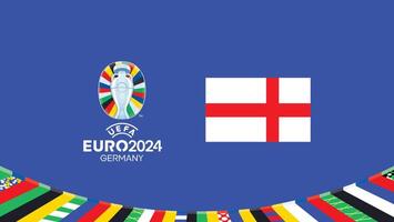 euro 2024 Inglaterra emblema bandera equipos diseño con oficial símbolo logo resumen países europeo fútbol americano ilustración vector