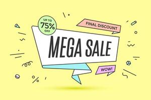 Ribbon banner with text Mega Sale vector