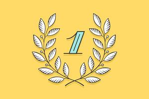 Laurel wreath icon with number One vector