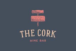 Label of wine bar with corkscrew vector