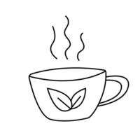 Mug of tea in doodle style. illustration. vector