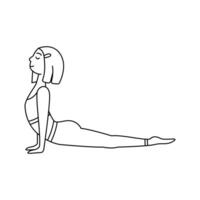 Girl doing yoga in doodle style. vector