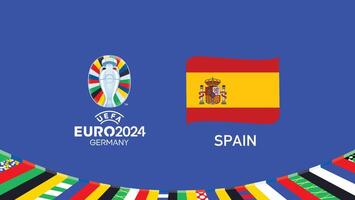 Euro 2024 Spain Emblem Ribbon Teams Design With Official Symbol Logo Abstract Countries European Football Illustration vector