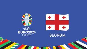 Euro 2024 Georgia Flag Ribbon Teams Design With Official Symbol Logo Abstract Countries European Football Illustration vector