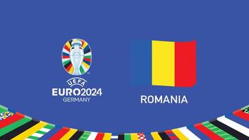 euro 2024 Rumania emblema cinta equipos diseño con oficial símbolo logo resumen países europeo fútbol americano ilustración vector