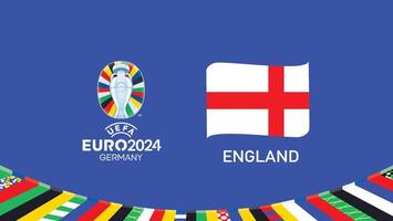 euro 2024 Inglaterra emblema cinta equipos diseño con oficial símbolo logo resumen países europeo fútbol americano ilustración vector