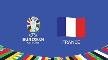 Euro 2024 France Emblem Ribbon Teams Design With Official Symbol Logo Abstract Countries European Football Illustration vector