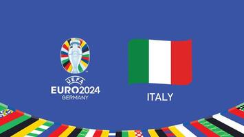 Euro 2024 Italy Emblem Ribbon Teams Design With Official Symbol Logo Abstract Countries European Football Illustration vector