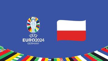 Euro 2024 Poland Emblem Ribbon Teams Design With Official Symbol Logo Abstract Countries European Football Illustration vector