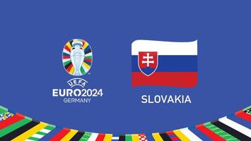 Euro 2024 Slovakia Emblem Ribbon Teams Design With Official Symbol Logo Abstract Countries European Football Illustration vector