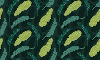 Seamless pattern with banana tree leaves. Abstract Tropical foliage background. Modern exotic jungle plants. Flat illustration vector