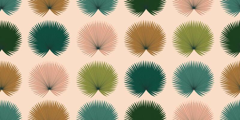 Seamless pattern with palm leaves. Modern exotic jungle plants. Abstract Tropical foliage background. Flat illustration