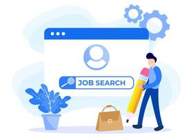 Illustration graphic cartoon character of job search vector