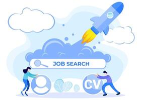 Illustration graphic cartoon character of job search vector