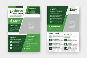 Case Study Layout Flyer. Minimalist Business Report with Simple Design. Green Color Accent. vector