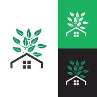 moderno minimalista jardín casa logo para paisajismo, césped cuidado negocio, compañía, distribuidor, etc. vector