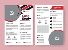 caso estudiar diseño volantes. minimalista negocio reporte con sencillo diseño. rojo color acento. vector