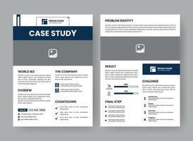 caso estudiar diseño volantes. minimalista negocio reporte con sencillo diseño. azul color acento. vector