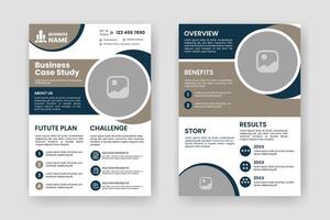 Case Study Layout Flyer. Minimalist Business Report with Simple Design. Blue Color Accent. vector