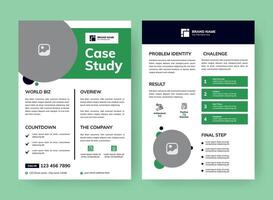 caso estudiar diseño volantes. minimalista negocio reporte con sencillo diseño. verde color acento. vector