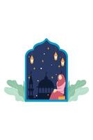 Ramadán kareem plano ilustración diseño vector