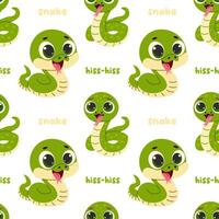 cute green snakes. seamless pattern. fabric vector