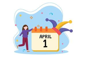 April Fools Flat Illustration Design vector