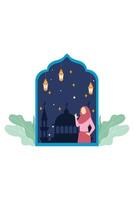 Ramadan Kareem Flat Illustration Design vector