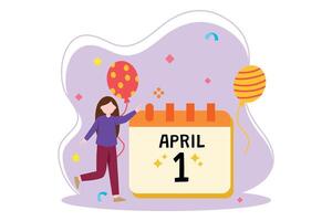 April Fools Flat Illustration Design vector