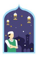 Ramadán kareem plano ilustración diseño vector