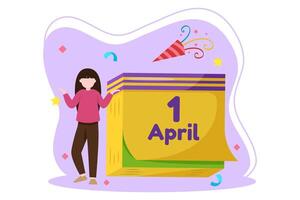 April Fools Flat Illustration Design vector