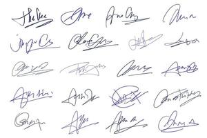 firmas colocar. ficticio escrito firmas para firma documentos en blanco antecedentes. vector
