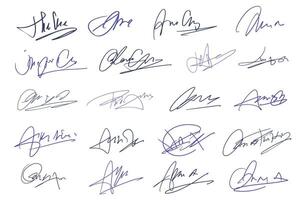 Signatures set. Fictitious handwritten signatures for signing documents on white background. vector