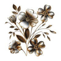 metálico flores requintado floral desenhos dentro deslumbrante metal png