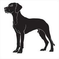 plano ilustración de perro silueta vector