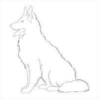 Hand drawn German Shepherd dog outline illustration vector