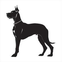 Flat illustration of Great Dane dog silhouette vector
