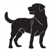 plano ilustración de perro silueta vector