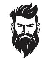 Brutal Bearded Hipster Man Head Portrait sketch drawing. Barber Shop illustration vector