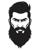 brutal barbado hipster hombre cabeza retrato bosquejo dibujo vector