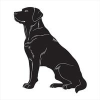 plano ilustración de Labrador perdiguero perro silueta vector