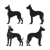 Flat illustration of Great Dane dog silhouette vector