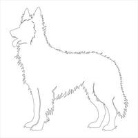 mano dibujado alemán pastor perro contorno ilustración vector